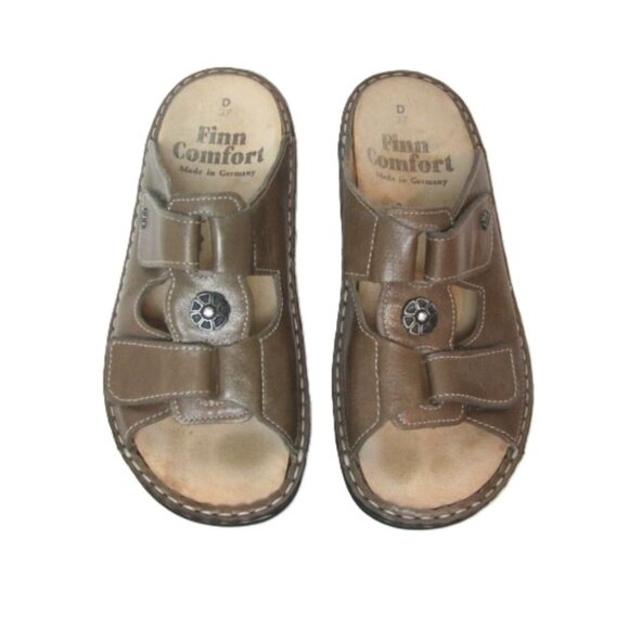 Finn Comfort EU 37 US 6 6.5 Womens Pattaya Taupe Brown Leather Slide Sandals - Picture 5 of 10